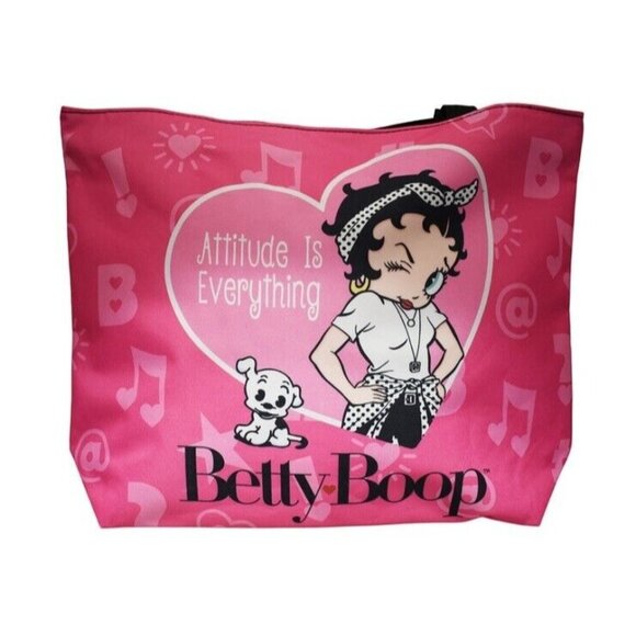 New Pink Betty Boop Attitude Tote Bag Large Shoulder Shopping Gift Heart Hearts - Picture 1 of 3